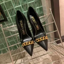 Женские кожаные туфли Tom Ford черные