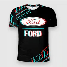 Футболка Значок Ford в стиле glitch на темном фоне