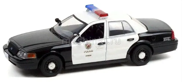GREENLIGHT 1/24 FORD Crown Victoria Police Interceptor Los Angeles Police Department (LAPD) 2001 (к/ф Драйв)-0